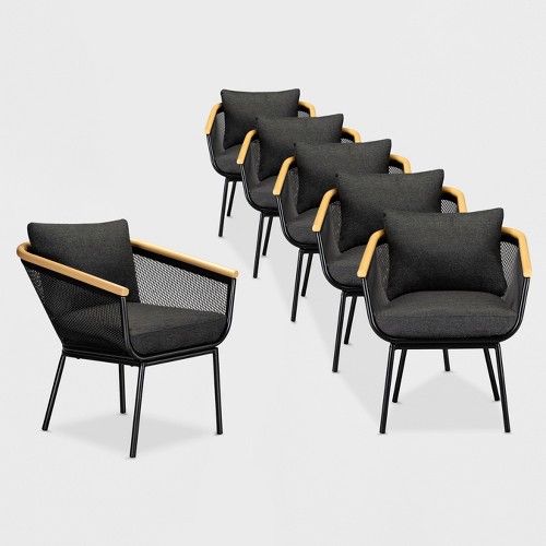 Bangor 6pk Patio Dining Chair Black Project 62, by Project 62