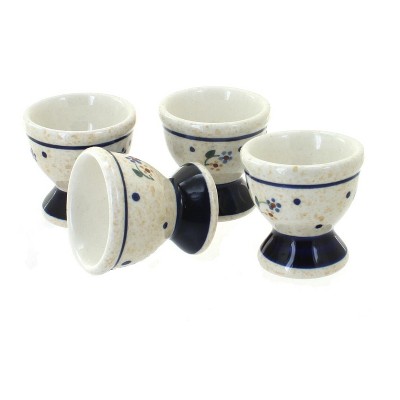 Blue Rose Polish Pottery Country Meadow Egg Cup Set
