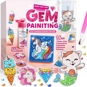 Joyfy Gem Art Painting Kit, 16 Projects Big Gem Art with 5D Gem, Arts and Crafts Diamond Gem Craft Toys for Girls Ages 6-12 - 1 of 4