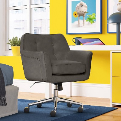 Ashland Gray Leather Swivel Home Office Chair with Memory Foam