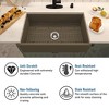 CASAINC 33" Farmhouse Apron Single Bowl Concrete Kitchen Sink with Bottom Grid and Drain Assembly, Taupe - 3 of 4