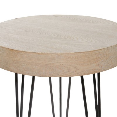 Elegant Round 20" Wood and Metal Accent Table in Brown