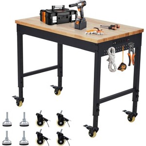 48"X24" Adjustable Rolling Workbench,with Power Outlets,Wheels,2000 LBS Load Capacity Heavy-Duty Workstation,Wooden Tool Bench for Garage or Workshop - 1 of 4