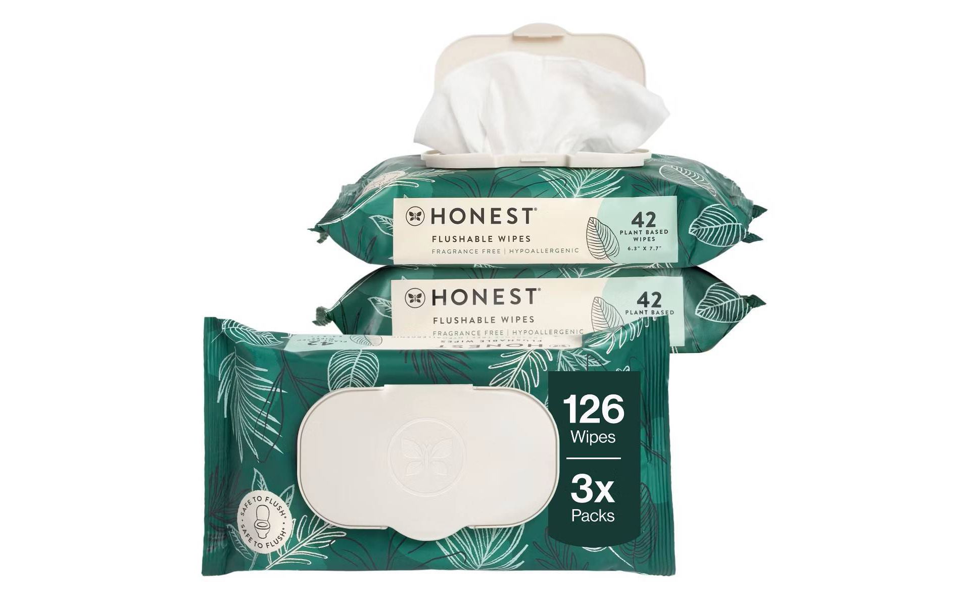 The Honest Company Flushable Wipes - Tropical Leaves - 126ct