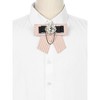 INSPIRE CHIC Women's Striped Rhinestone Bow Tie Fashion Faux Pearl Bow Tie Pin with Hanging Chain - 4 of 4
