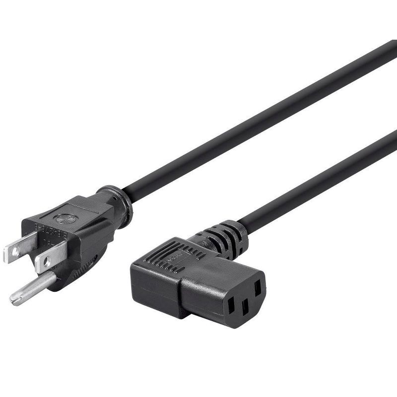 Monoprice Right Angle Power Cord - 3 Feet - Black | NEMA 5-15P to Right Angle IEC 60320 C13, 14AWG, 15A/1875W, SJT, 125V, 1 of 7