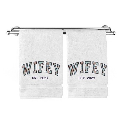 BC BARE COTTON Monogrammed Hand Towels, Personalized Gift, Set of 2 - Embroidered Writing with GAGA