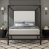 GDFStudio Malan Modern King Size Canopy Bed with Tall Linen Upholstered Headboard - 2 of 4