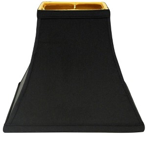 Vynxaria Square Bell Hardback Lampshades, 6"x12"x10" Black with Gold Lining - 1 of 4