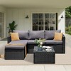 Celebalcony 3 Pieces Patio Furniture Set, Outdoor Wicker Sectional Sofa with Coffee Table, Anti-Slip & All-Weather Cushions for Garden,Backyard - 2 of 4
