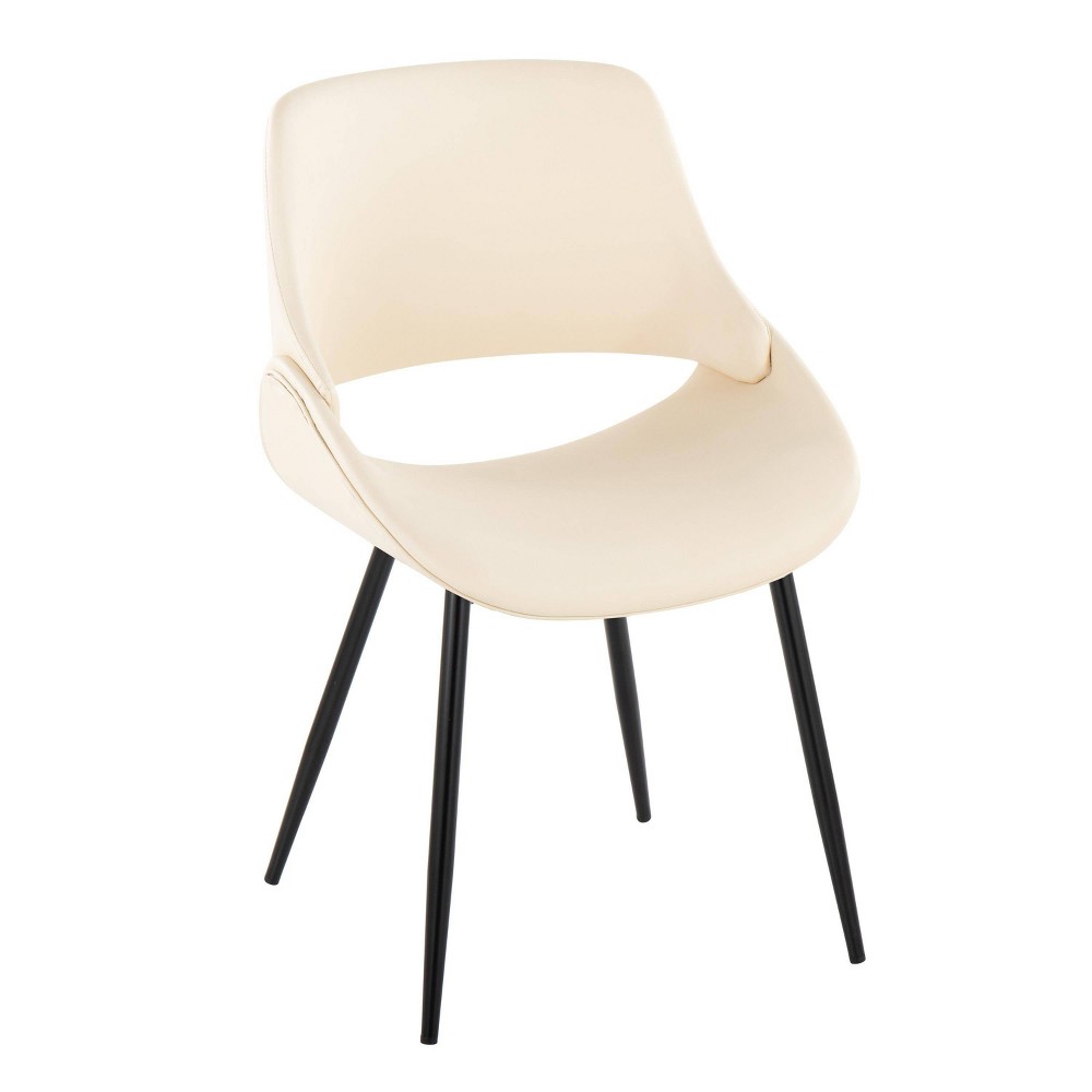 Set of 2 Fabrico Dining Chairs Black/Cream Faux Leather - LumiSource: Upholstered Metal Frame, Foam Padding