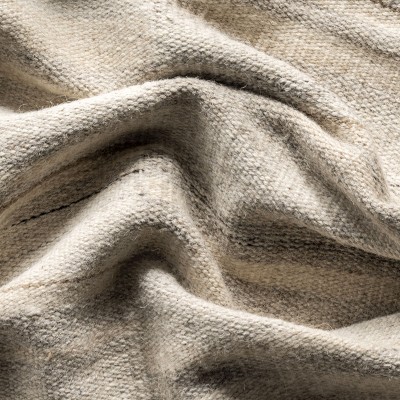 Beige and Gray Wool Stripe Handmade Rectangular Area Rug 6' x 9'