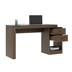 Okak 47.5IN Modern Expandable Home Office Desk, Computer Desk with 2 Drawers and 1 Shelf, Writing Desk for Reading Room, Study - 1 of 4