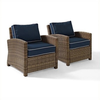 Steel 2 Piece Outdoor Wicker Seating Set in Brown-Pemberly Row