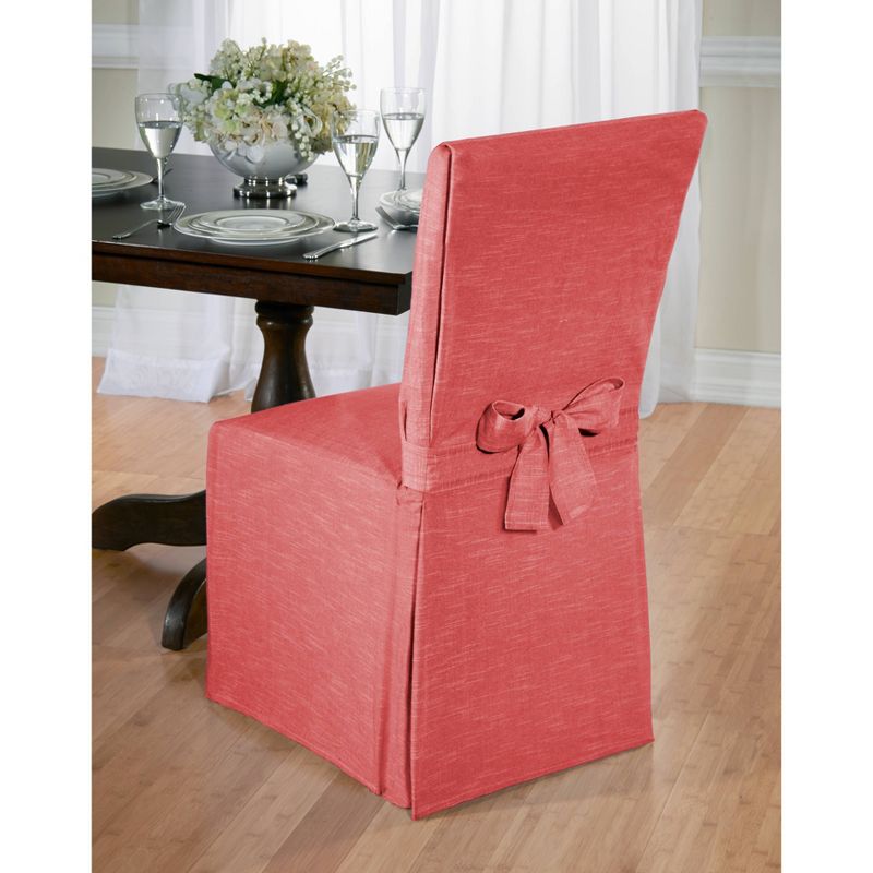 Red Chambray Dining Room Chair Slipcover - Madison Industries, 3 of 5