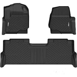 Floor Mats Compatible with Ford F-250/F-350 SuperCrew Cab 2017-2025, Custom Fit F250 F350, All Weather TPE Rubber Floor Liners, Black - 1 of 4