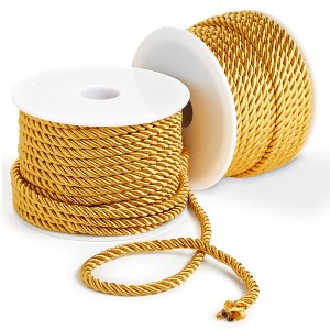 Bright Creations 36 Total Yards 5mm Twisted Gold Cord for Crafts, Gold Rope Ribbon for Sewing, Upholstery Trim, Household Decor, 2 Rolls, 18 Yds/Roll - 1 of 4