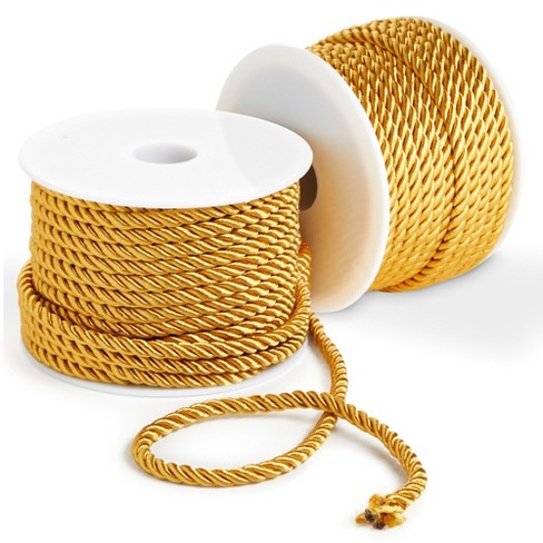 Bright Creations 36 Total Yards 5mm Twisted Gold Cord for Crafts, Gold Rope Ribbon for Sewing, Upholstery Trim, Household Decor, 2 Rolls, 18 Yds/Roll - image 1 of 4