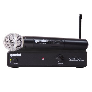Gemini® UHF-01M-F1 UHF Single-Channel Wireless Microphone System with Handheld Microphone in Black - 1 of 4