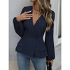 Coolmee Women's Dressy Long Sleeve Blouses Wrap Peplum Work Shirts V Neck Business Tops Elegant Fall Outfits - 4 of 4