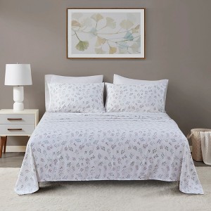 4 Pcs Elegant Oversized Cotton Flannel Sheet Sets, All Season Bedding Set, Cozy Home Textile fits Lux Bedroom Decor - 1 of 4