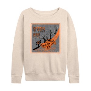 Women's Hot Wheels Dracula Fangs Lightweight French Terry Slouchy - Birch - Medium - 1 of 4