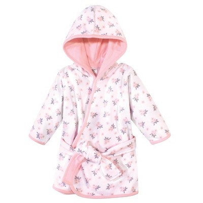 Hudson Baby Infant Girl Cotton Rich Bathrobe, Pink Gray Floral, 0-9 ...