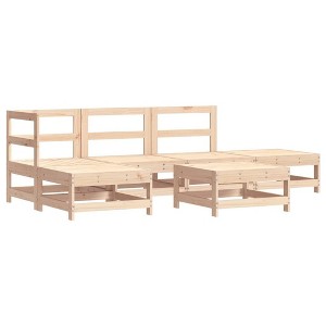 vidaXL Patio Lounge Set - 6 Piece Outdoor Garden Furniture, Solid Pine Wood, Modular Design, Brown Natural - 1 of 4