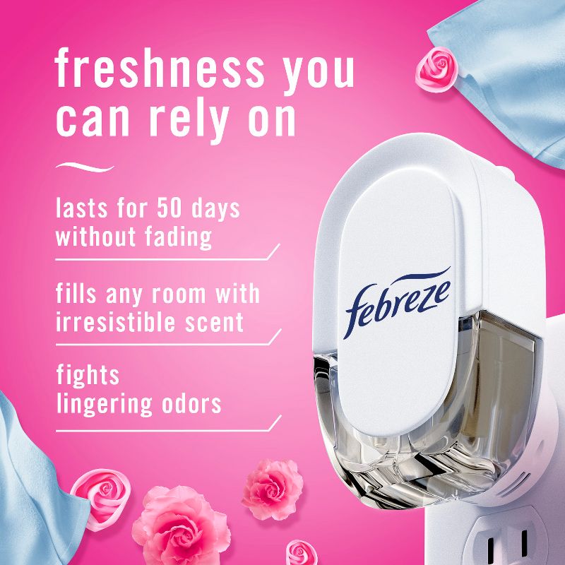 Febreze Odor-Fighting Fade Defy Plug Air Freshener Refill - Downy April Fresh - 0.87 fl oz/2pk, 3 of 15