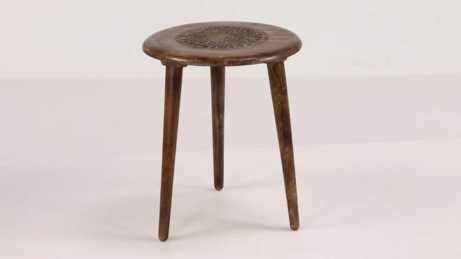 Carved Mango Wood Tripod Table Brown - Olivia &#38; May, 2 of 9, play video