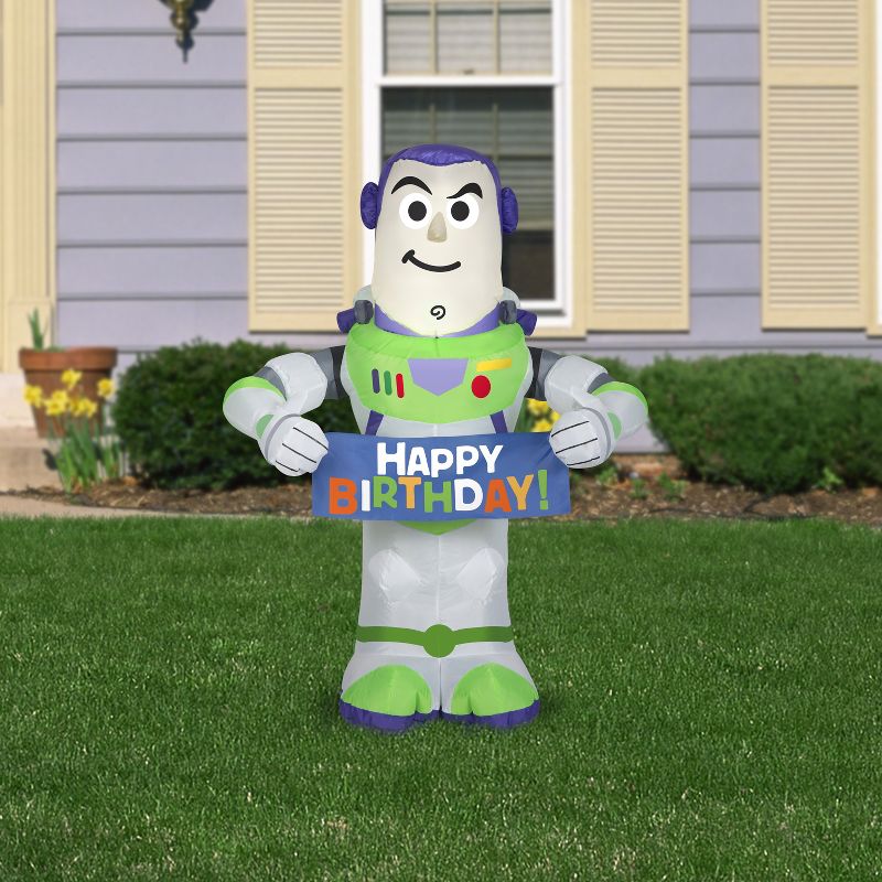 Gemmy Airblown Inflatable Birthday Party Buzz Lightyear, 3.5 ft Tall, White, 2 of 6