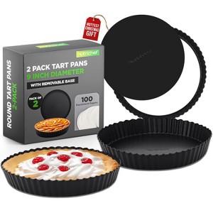 NutriChef 2-Piece Nonstick Round Tart Baking Pans with Removable Bottoms - 1 of 4