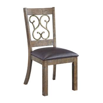 19" Raphaela Dining Chair Black Synthetic Leather and Weathered Cherry Finish - Acme Furniture