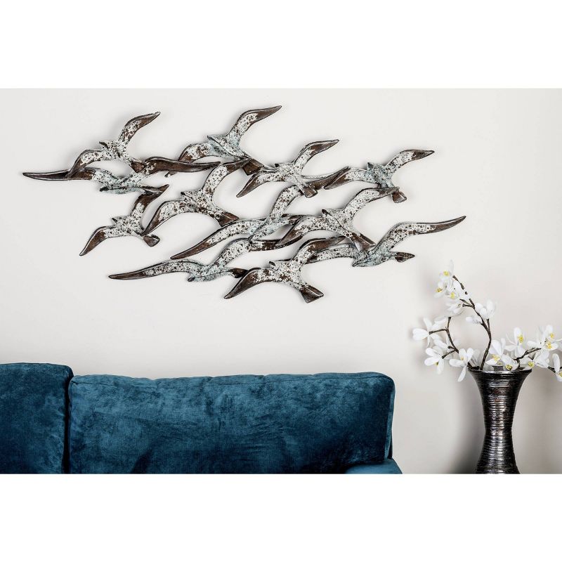 Metal Bird Flying Flock Of Wall Decor White - Olivia &#38; May, 3 of 15