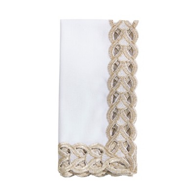 Saro Lifestyle Braided Bliss Shimmer Border Napkin (Set of 4), Gold, 20"x20"