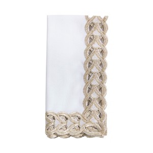 Saro Lifestyle Braided Bliss Shimmer Border Napkin (Set of 4), Gold, 20"x20" - 1 of 3