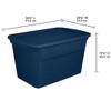 Sterilite Lidded Stackable 30 Gallon Storage Tote with Handles and Indented Lid for Efficient, Space Saving Household Storage, Marine Blue, 6 Pack - image 3 of 4