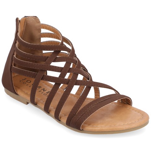 Journee Collection Womens Hanni Gladiator Low Block Heel Sandals Brown ...