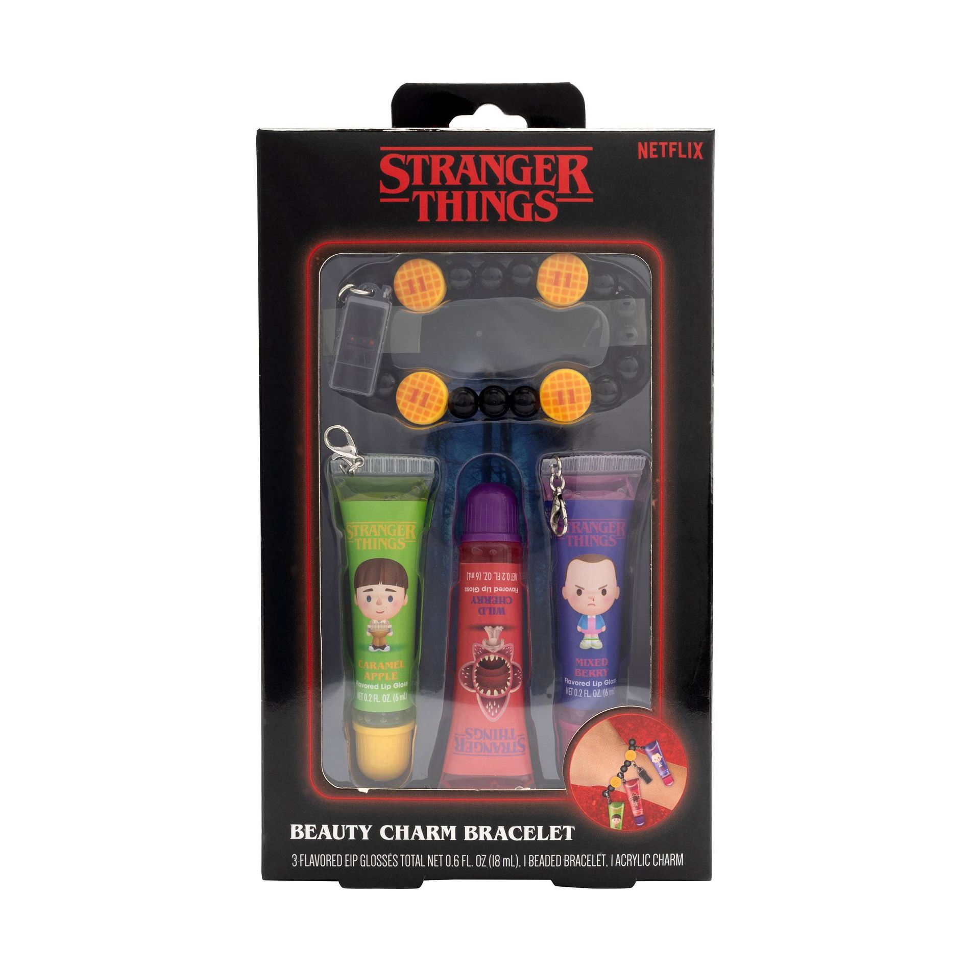 Stranger Things Lip Gloss with Charm Bracelet - 0.6oz