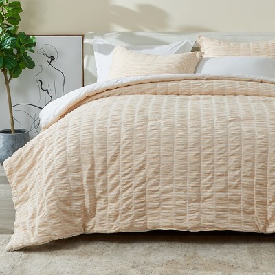 Patina Vie 100% Cotton Down Alternative Reversible Puckered Stripe 3 Pc. Comforter Set