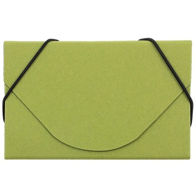 JAM Paper Ecoboard Business Card Holder Case with Round Flap Lime Green Kraft 2500