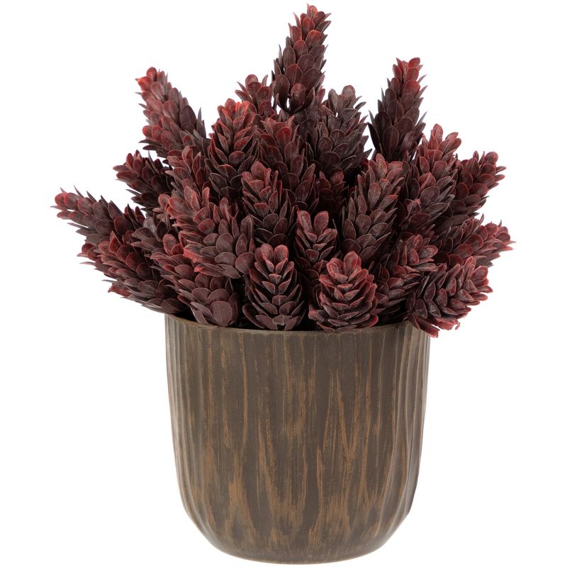 Northlight 8" Burgundy Red Wild Flower Artificial Plant in a Textured Lined Pot, 1 of 7