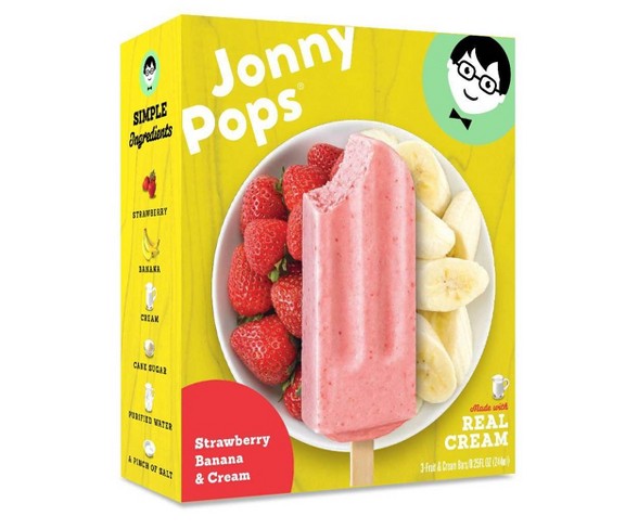 JonnyPops Strawberry Banana &#38; Cream Frozen Fruit Bars - 3pk