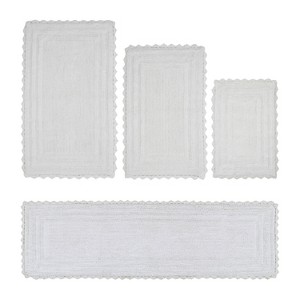Lilly Crochet Collection 100% Cotton Tufted Reversible 4-Piece Bath Rug Set – Super Absorbent, Machine Washable Bathroom Mats with Crochet Pattern - 1 of 4
