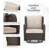 Dining chair set, three-piece patio rattan rocking chair set, iron and plastic frame, durable fabric cushions, with side table. - 3 of 4