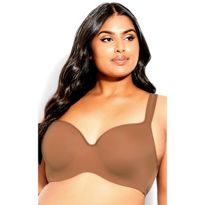 Curvy Couture Women's Plus Size Silky Smooth Micro Unlined Underwire Bra  Sweet Tea 44DDD