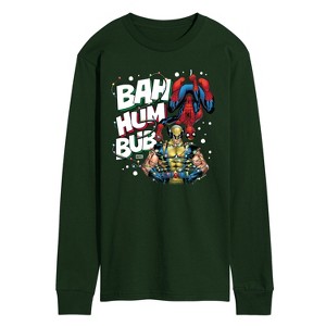 Men's - Marvel - Bah Hum Bub Wolverine And Deadpool Long Sleeve Graphic T-Shirt - 1 of 2