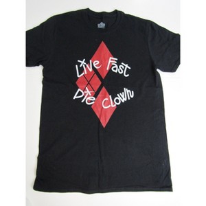 DC Comic Live Fast Die Clown Harley Quinn Juniors Black Graphic Tee Shirt - 1 of 1