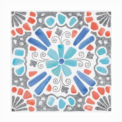 18" x 18" Blue and Red Abstract Canvas Art