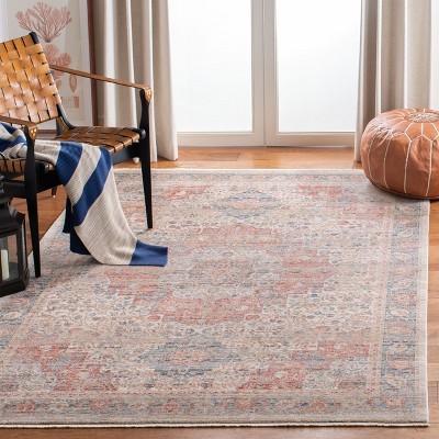 Ivory Silken Vintage-Style Rectangular Rug with Fringed Edges